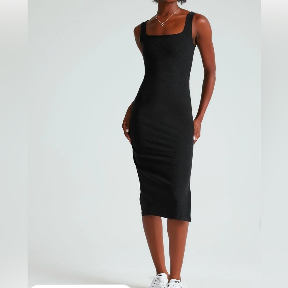 Black fitted midi dress